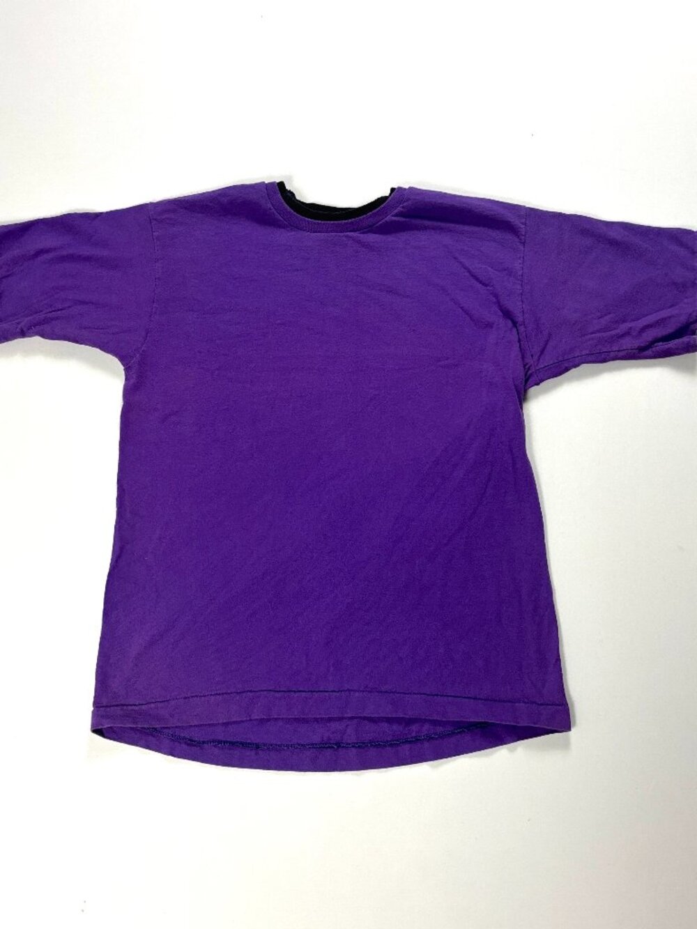 Vintage Fruit Of The Loom Double Layer Ringer T Shirt Purple Black Sz M USA